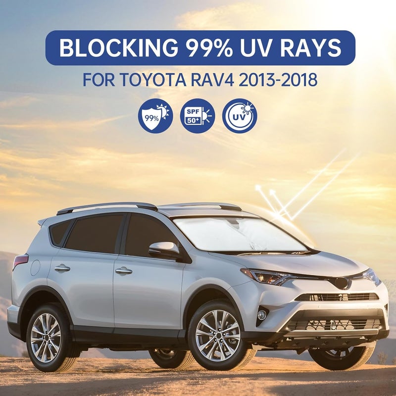 FSHAANY'S 8PCS Car Window Shades for Toyota RAV4 2013-2018, Window Covers for RAV4 Windshield Side Rear Windows, Full Set Privacy Protection Car Sunshade with UV Blocking for Camping Napping - Image 5